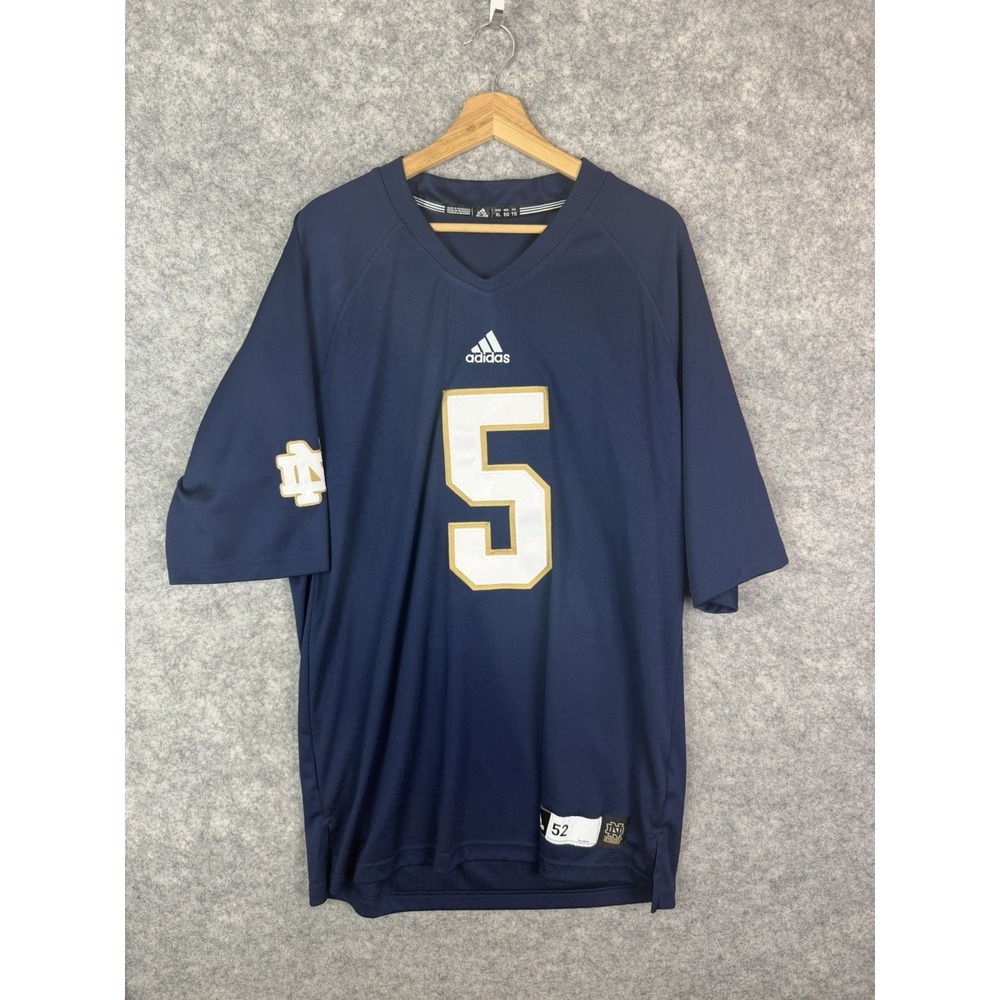 Notre Dame Football Jersey Men's XL 52 Blue NCAA College #5 Stitched Game Irish